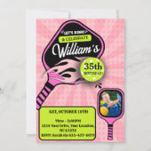 Pickleball RETRO Roze Sport FOTO Verjaardag Kaart (Voorkant)