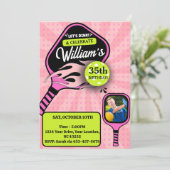 Pickleball RETRO Roze Sport FOTO Verjaardag Kaart (Staand voorkant)