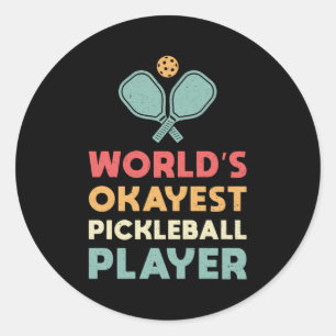 Pickleball Retro 's Werelds Okayest Pickleball Spe Ronde Sticker