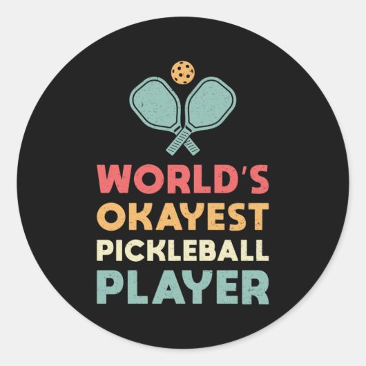 Pickleball Retro 's Werelds Okayest Pickleball Spe Ronde Sticker (Voorkant)