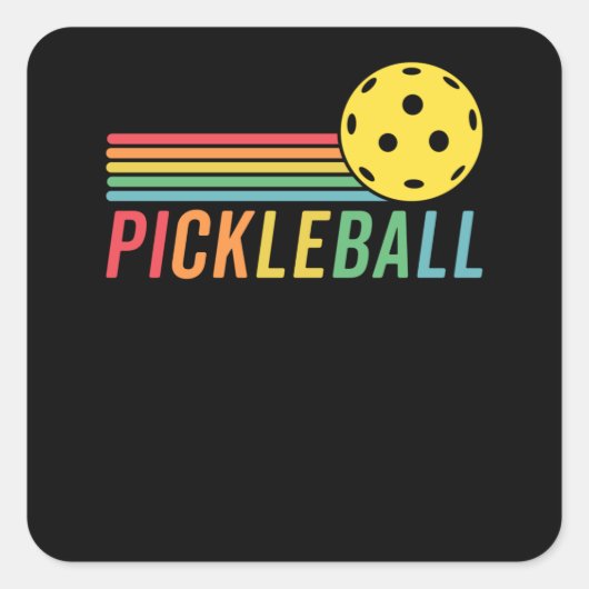 Pickleball Retro Sunset Sport Game Pickle Ball Vierkante Sticker (Voorkant)