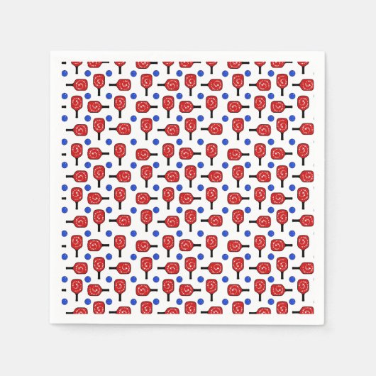 Pickleball Rood Wit Blauw Paddles en PickleBalls Servet (Voorkant)