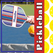 Pickleball rood, wit en blauw gepersonaliseerd paddle