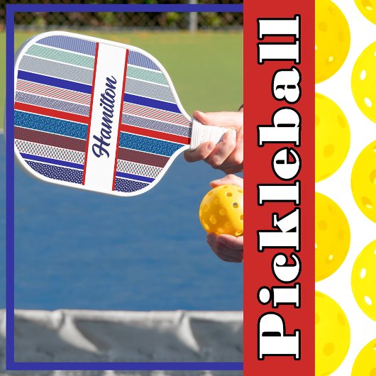 Pickleball rood, wit en blauw gepersonaliseerd pickleball paddle