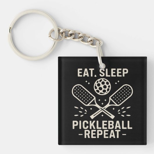 Pickleball Routine: Eet Slaap Pickleball Herhalen Sleutelhanger (Voorkant)