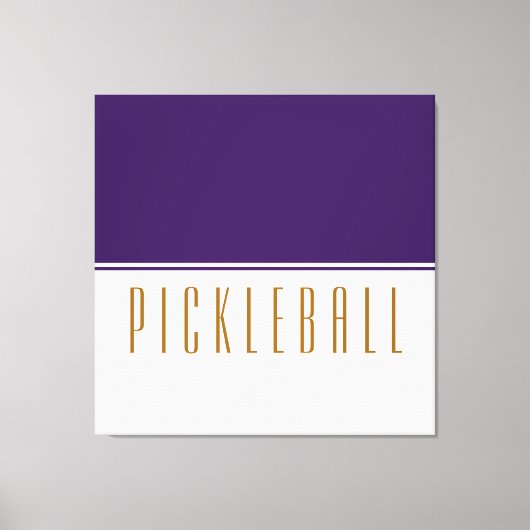 PICKLEBALL Royal Paarse witte kleur bloktekst Canvas Afdruk (Voorkant)