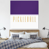 PICKLEBALL Royal Paarse witte kleur bloktekst Canvas Afdruk (Insitu (Slaapkamer))