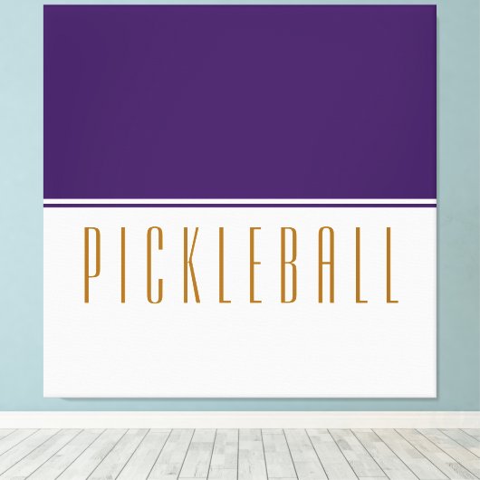 PICKLEBALL Royal Paarse witte kleur bloktekst Canvas Afdruk (Insitu (Houten vloer))