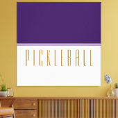 PICKLEBALL Royal Paarse witte kleur bloktekst Canvas Afdruk (Insitu (Woonkamer))