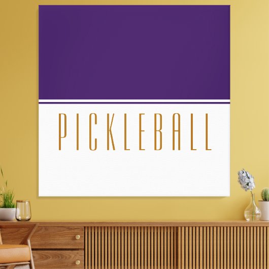 PICKLEBALL Royal Paarse witte kleur bloktekst Canvas Afdruk (Insitu (Woonkamer))