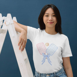 Pickleball Roze Blauw RIbbon Coquette T-shirt