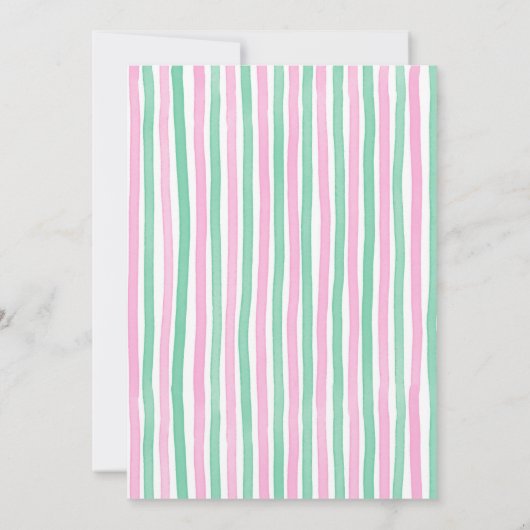 Pickleball roze en groen verjaardagsfeestje uitnod kaart (Achterkant)