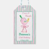 Pickleball roze en groene verjaardagsfeestje gunst cadeaulabel (Voorkant)