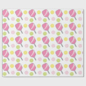 Pickleball Roze Groen & Gele Paddle & Ballen Cadeaupapier (Vlak)