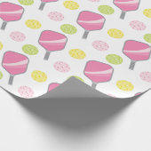 Pickleball Roze Groen & Gele Paddle & Ballen Cadeaupapier (Hoek)