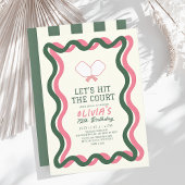 Pickleball Roze & Groen Wavy Lijst Meisje Verjaard Kaart