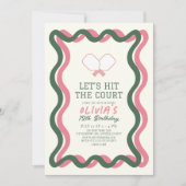 Pickleball Roze & Groen Wavy Lijst Meisje Verjaard Kaart