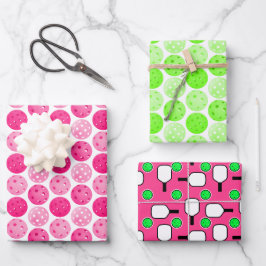 Pickleball Roze Groen Wit Pickleball Party Inpakpapier Vel
