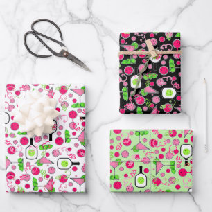 Pickleball Roze Groene Dinks & Dranks Viering Inpakpapier Vel