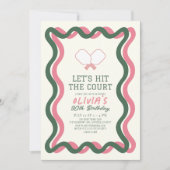 Pickleball Roze & Groene Strepen Verjaardag voor v Kaart (Voorkant)