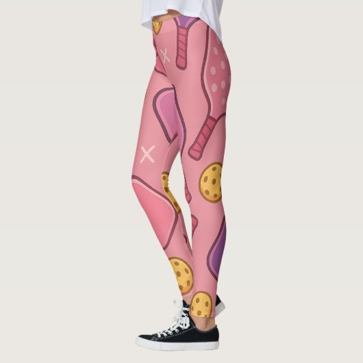 Pickleball Roze Paddle Pattern Sportieve Leggings (Links)