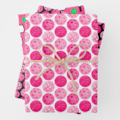 Pickleball Roze Wit Groen Zwart Pickleball Party Inpakpapier Vel (In situ)