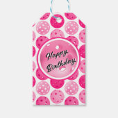 Pickleball Roze & Wit Pickleballs gepersonaliseerd Cadeaulabel (Voorkant)