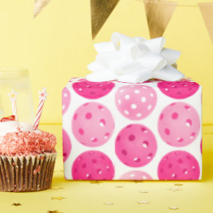 Pickleball Roze & Wit Pickleballs gepersonaliseerd Cadeaupapier