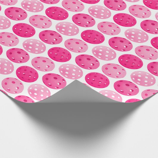 Pickleball Roze & Wit Pickleballs gepersonaliseerd Cadeaupapier (Hoek)