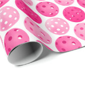 Pickleball Roze & Wit Pickleballs gepersonaliseerd Cadeaupapier (Rol Hoek)