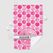 Pickleball Roze & Wit Pickleballs gepersonaliseerd Golfhanddoek (Insitu)