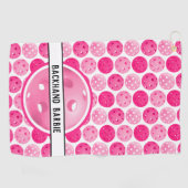 Pickleball Roze & Wit Pickleballs gepersonaliseerd Golfhanddoek (Horizontaal)