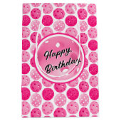 Pickleball Roze & Wit Pickleballs gepersonaliseerd Medium Cadeauzakje (Voorkant)