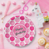 Pickleball Roze & Wit Pickleballs gepersonaliseerd Papieren Bordje (Feest)
