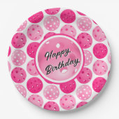 Pickleball Roze & Wit Pickleballs gepersonaliseerd Papieren Bordje (Voorkant)