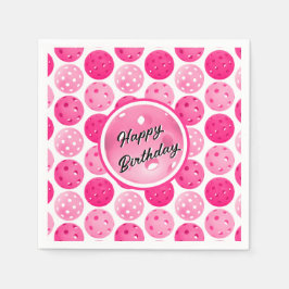 Pickleball Roze & Wit Pickleballs gepersonaliseerd Servet