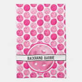 Pickleball Roze & Wit Pickleballs gepersonaliseerd Theedoek (Verticaal)