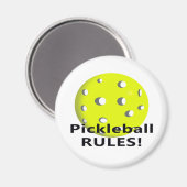 Pickleball Rules! Met gele zwarte kogeltekst Magneet (Voorkant / Achterkant)