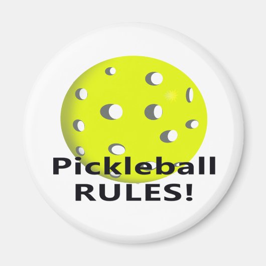 Pickleball Rules! Met gele zwarte kogeltekst Magneet (Voorkant)