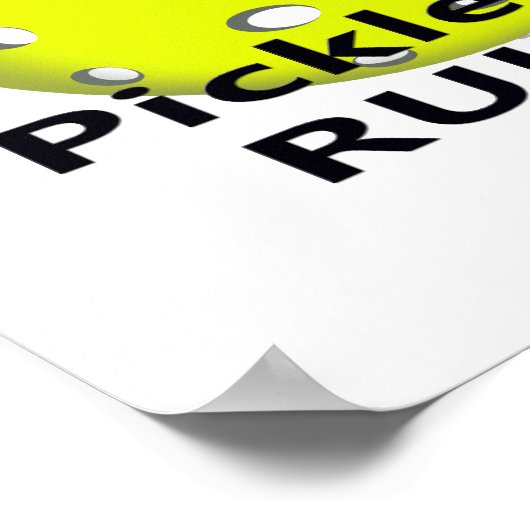 Pickleball Rules! Met gele zwarte kogeltekst Poster (Hoek)