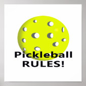 Pickleball Rules! Met gele zwarte kogeltekst Poster (Voorkant)
