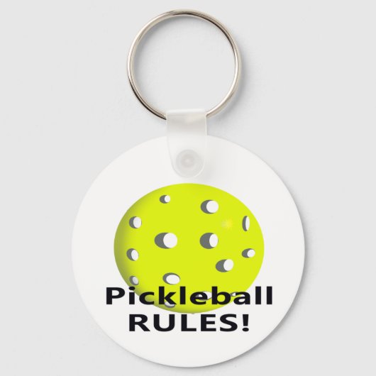 Pickleball Rules! Met gele zwarte kogeltekst Sleutelhanger (Voorkant)