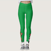 Pickleball Santa and Reindeer Christmas Cool Green Leggings (Voorkant)