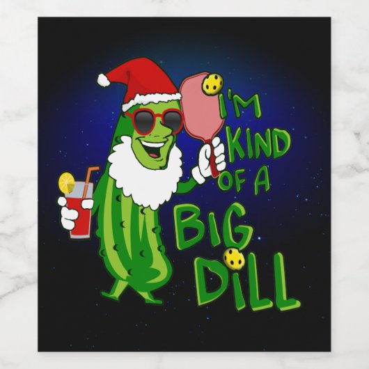Pickleball Santa Big Dill Wijn Etiket (Enkel label)