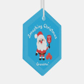 Pickleball 🎅 Santa Blue Glass Ornament (Voorkant Rechts)