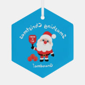 Pickleball 🎅 Santa Blue Glass Ornament (Achterkant)