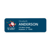 Pickleball Santa Blue Kerstmis retouradres Etiket (Voorkant)