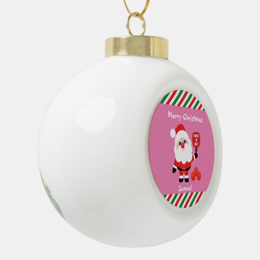 Pickleball 🎅 Santa Ceramic Ball Kerstmenormense Keramische Bal Ornament (Links)