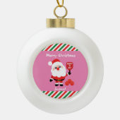 Pickleball 🎅 Santa Ceramic Ball Kerstmenormense Keramische Bal Ornament (Voorkant)