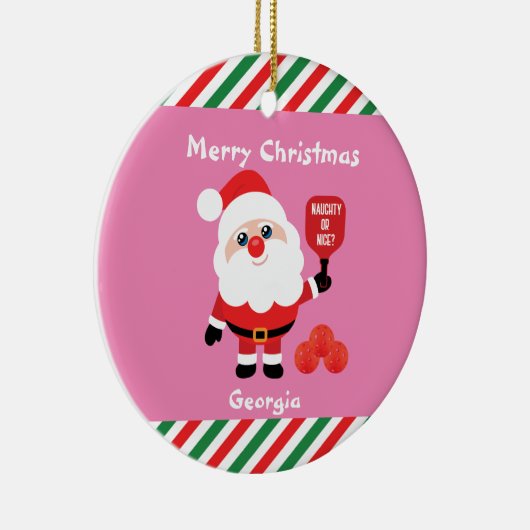 Pickleball 🎅 Santa Ceramic Ornament (Rechts)